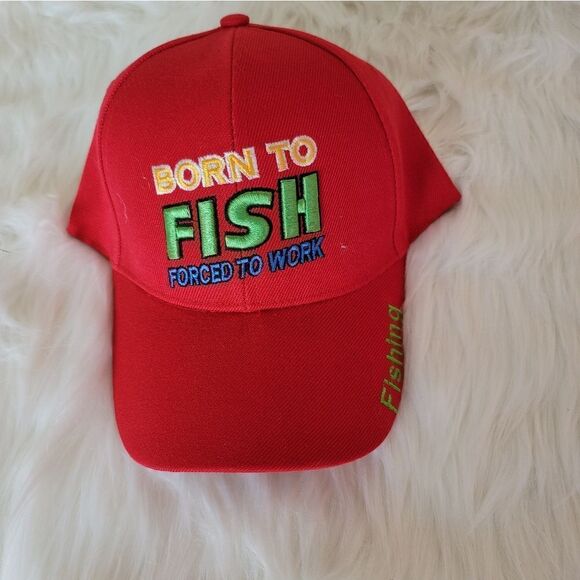 New "Born to Fish, Forced to Work" Baseball Hat - Picture 1 of 2